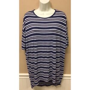 LulaRoe  Irma Blue Gray Striped  Size XS